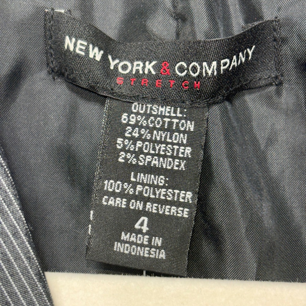 New York Company Stretch Pinstripe Blazer Jacket Women Size 4 Gray Office Career - Picture 3 of 10